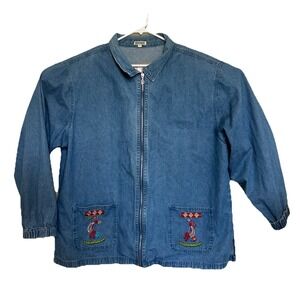 Vintage 90s Kokopelli Embroidered Denim Shirt‎ Jacket Denim Bakery Size XL